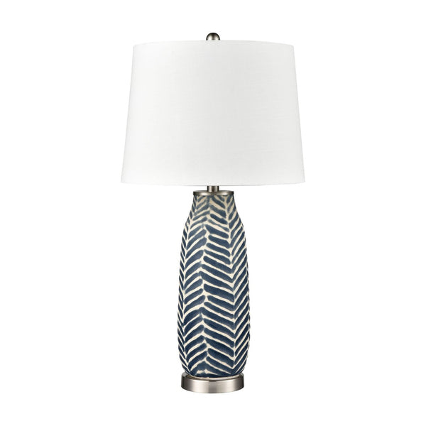 Atlas Bynum 29'' High Table Lamp Pair – Elegant Coastal Design with Textured Ceramic & Satin Nickel Base Set of 2 Navy PL11141-BLS
