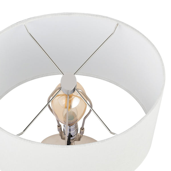 Atlas Cahill 28'' High Table Lamp - Natural Burl Wood with Nickel Accents & White Shade for Elegant Ambiance PL11142-NA