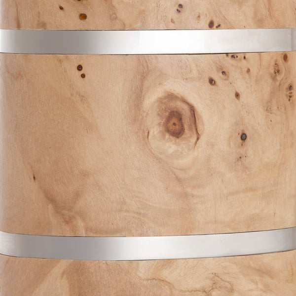 Atlas Cahill 28'' High Table Lamp - Natural Burl Wood with Nickel Accents & White Shade for Elegant Ambiance PL11142-NA