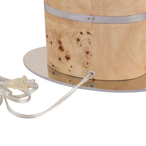 Atlas Cahill 28'' High Table Lamp - Natural Burl Wood with Nickel Accents & White Shade for Elegant Ambiance PL11142-NA
