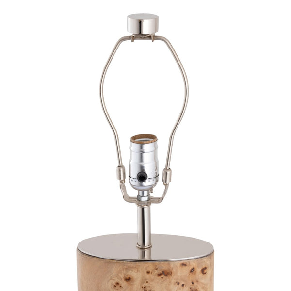 Atlas Cahill 28'' High Table Lamp - Natural Burl Wood with Nickel Accents & White Shade for Elegant Ambiance PL11142-NA