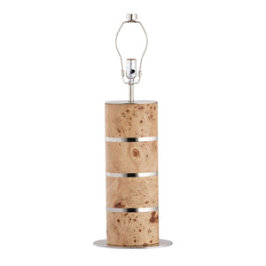 Atlas Cahill 28'' High Table Lamp - Natural Burl Wood with Nickel Accents & White Shade for Elegant Ambiance PL11142-NA
