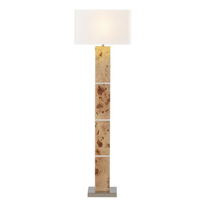 Atlas Cahill 63'' High 1-Light Floor Lamp - Modern Natural Burl Wood Design with Elegant Nickel Accents PL11143-NA