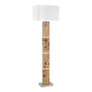 Atlas Cahill 63'' High 1-Light Floor Lamp - Modern Natural Burl Wood Design with Elegant Nickel Accents PL11143-NA