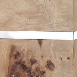 Atlas Cahill 63'' High 1-Light Floor Lamp - Modern Natural Burl Wood Design with Elegant Nickel Accents PL11143-NA