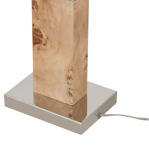 Atlas Cahill 63'' High 1-Light Floor Lamp - Modern Natural Burl Wood Design with Elegant Nickel Accents PL11143-NA