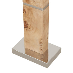Atlas Cahill 63'' High 1-Light Floor Lamp - Modern Natural Burl Wood Design with Elegant Nickel Accents PL11143-NA