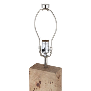 Atlas Cahill 63'' High 1-Light Floor Lamp - Modern Natural Burl Wood Design with Elegant Nickel Accents PL11143-NA