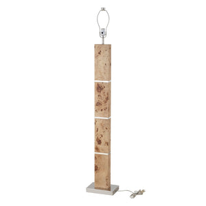 Atlas Cahill 63'' High 1-Light Floor Lamp - Modern Natural Burl Wood Design with Elegant Nickel Accents PL11143-NA