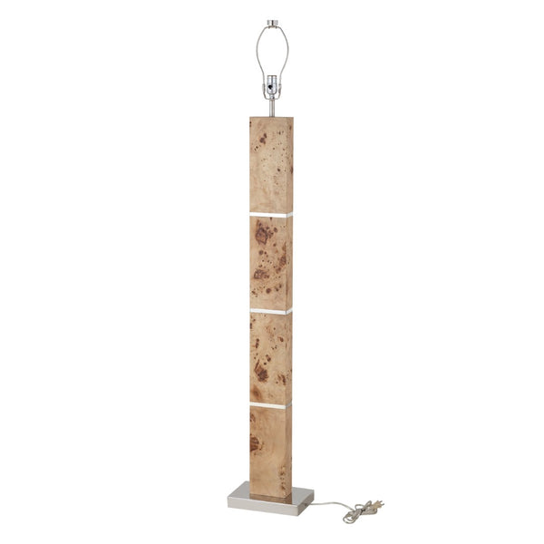 Atlas Cahill 63'' High 1-Light Floor Lamp - Modern Natural Burl Wood Design with Elegant Nickel Accents PL11143-NA
