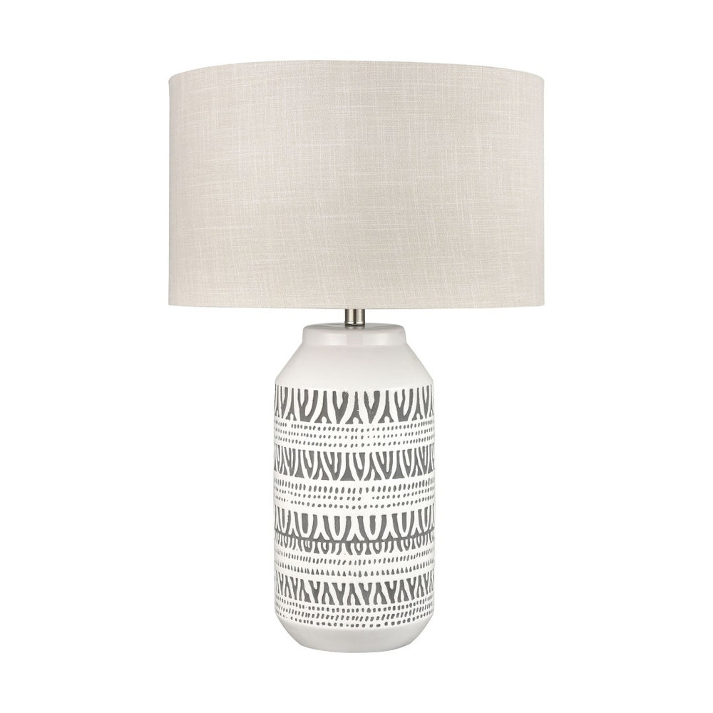 Atlas Calabar 29'' High Table Lamp Set of 2 - Elegant Earthenware Base & Soft Silver-Grey Linen Shades PL11144-WHS