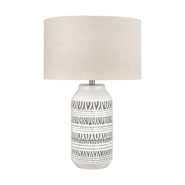 Atlas Calabar 29'' High Table Lamp Set of 2 - Elegant Earthenware Base & Soft Silver-Grey Linen Shades PL11144-WHS