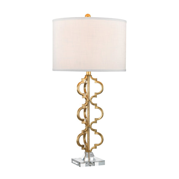 Atlas Castile 32'' High 1-Light Table Lamp - Elegant Gold Leaf Quatrefoil Design for Modern Interiors PL11150-GD