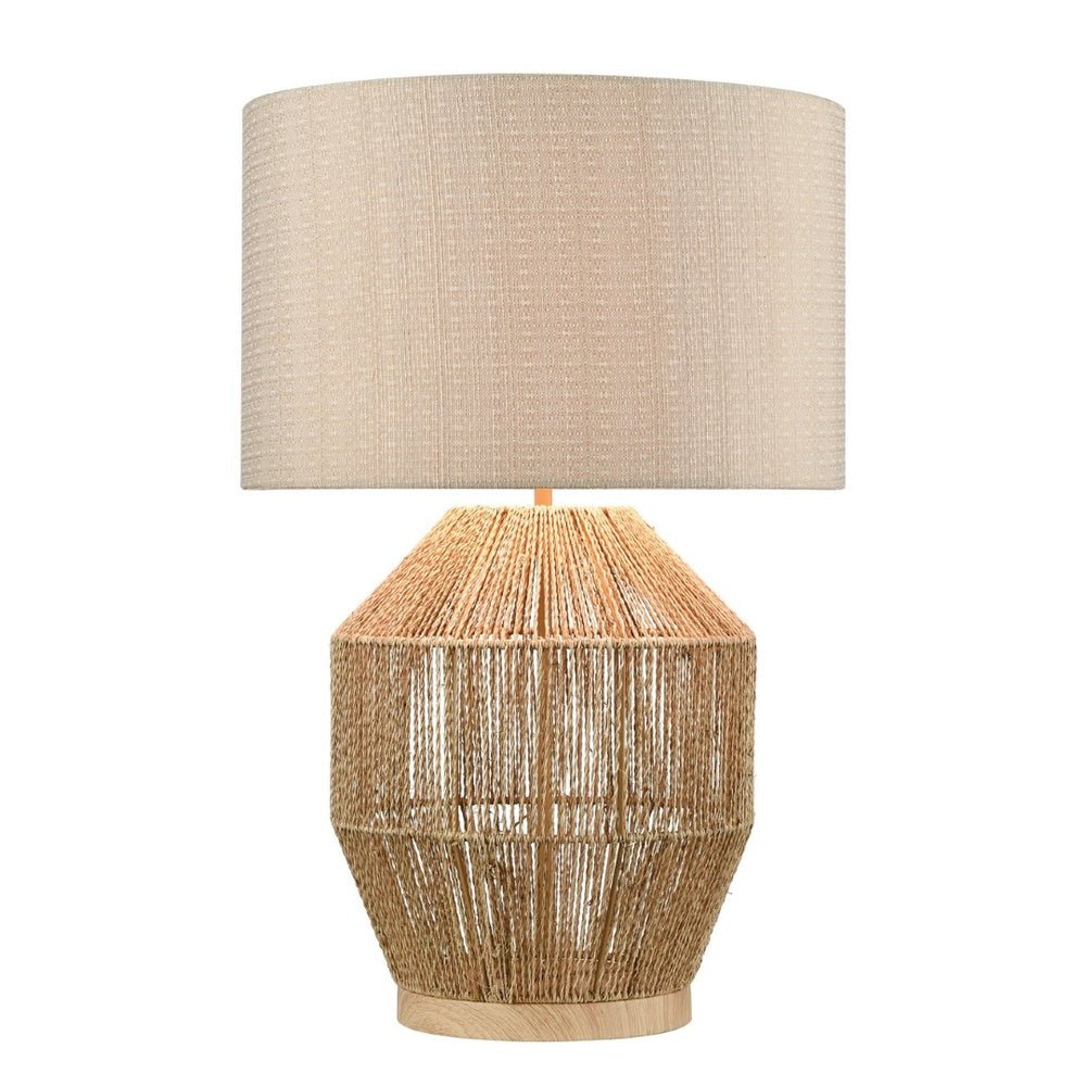 Atlas Corsair 24'' Table Lamp - Coastal-Inspired Natural Rope Base with Off-White Linen Shade, Ideal Accent PL11154-NA