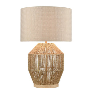 Atlas Corsair 24'' Table Lamp - Coastal-Inspired Natural Rope Base with Off-White Linen Shade, Ideal Accent PL11154-NA