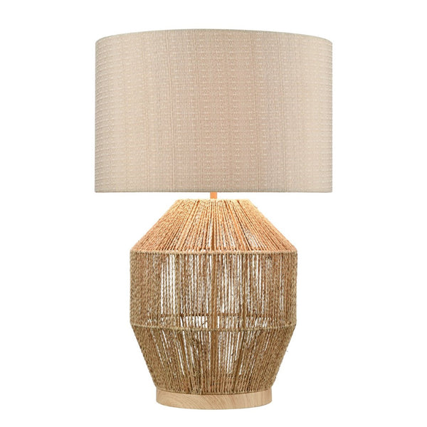 Atlas Corsair 24'' Table Lamp - Coastal-Inspired Natural Rope Base with Off-White Linen Shade, Ideal Accent PL11154-NA