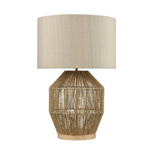 Atlas Corsair 24'' Table Lamp - Coastal-Inspired Natural Rope Base with Off-White Linen Shade, Ideal Accent PL11154-NA