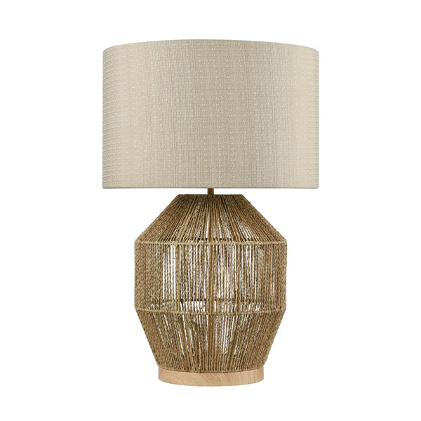 Atlas Corsair 24'' Table Lamp - Coastal-Inspired Natural Rope Base with Off-White Linen Shade, Ideal Accent PL11154-NA