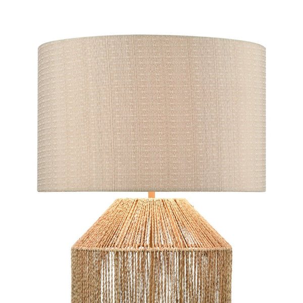 Atlas Corsair 24'' Table Lamp - Coastal-Inspired Natural Rope Base with Off-White Linen Shade, Ideal Accent PL11154-NA