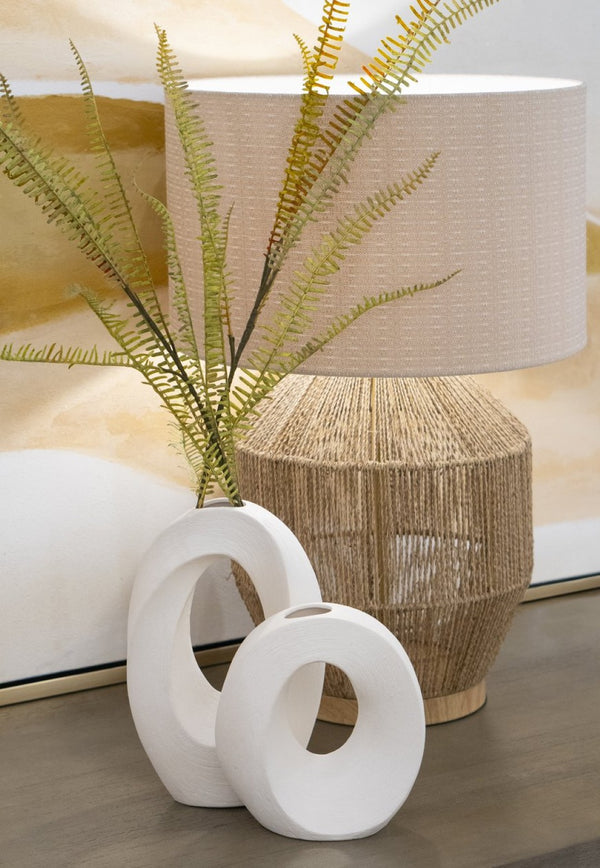 Atlas Corsair 24'' Table Lamp - Coastal-Inspired Natural Rope Base with Off-White Linen Shade, Ideal Accent PL11154-NA
