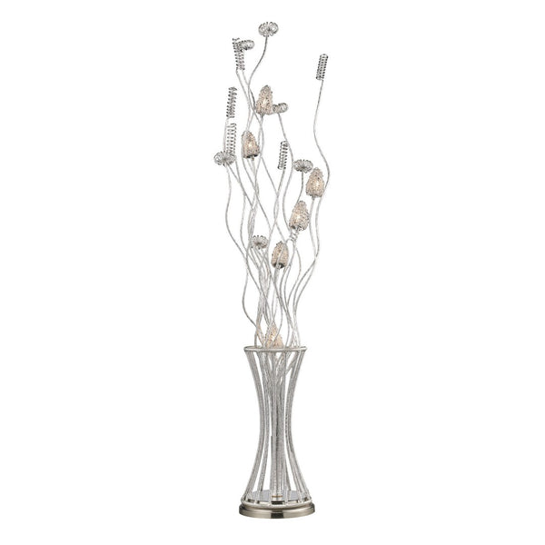 Atlas Cyprus Grove 55'' High 6-Light Floor Lamp - Sleek Satin Nickel for Contemporary & Midcentury Spaces PL11157-NK