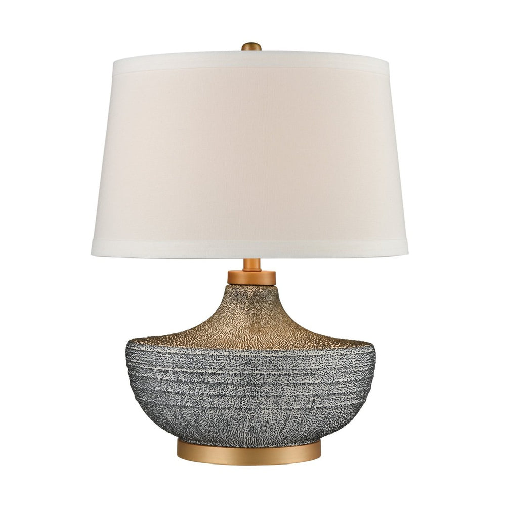 Atlas Damascus 23.5'' High Table Lamp - Coastal Ceramic Design with Navy Glaze & Gold Accents, Perfect Accent! PL11159-BL