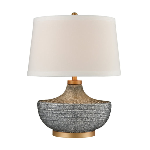 Atlas Damascus 23.5'' High Table Lamp - Coastal Ceramic Design with Navy Glaze & Gold Accents, Perfect Accent! PL11159-BL