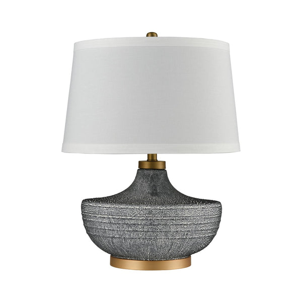 Atlas Damascus 23.5'' High Table Lamp - Coastal Ceramic Design with Navy Glaze & Gold Accents, Perfect Accent! PL11159-BL
