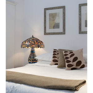 Atlas Dragonfly 26'' High 3-Light Table Lamp - Elegant Tiffany-Style Stained Glass for Cozy Ambiance PL11160-MU
