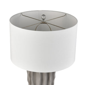 Atlas Genesee 27.5'' High Artisanal Table Lamp - Hand-Carved Ceramic with Elegant Linen Shade for Home Decor Gray Glazed PL11167-GY
