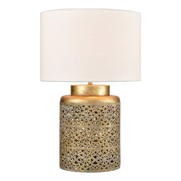 Atlas Giralda 18'' High 1-Light Table Lamp - Antique Gold Design with Elegant Shade for Boho Decor PL11168-GD