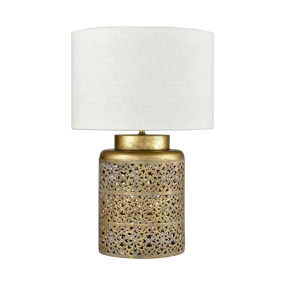 Atlas Giralda 18'' High 1-Light Table Lamp - Antique Gold Design with Elegant Shade for Boho Decor PL11168-GD