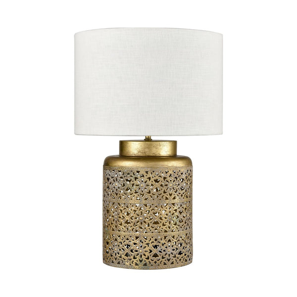 Atlas Giralda 18'' High 1-Light Table Lamp - Antique Gold Design with Elegant Shade for Boho Decor PL11168-GD