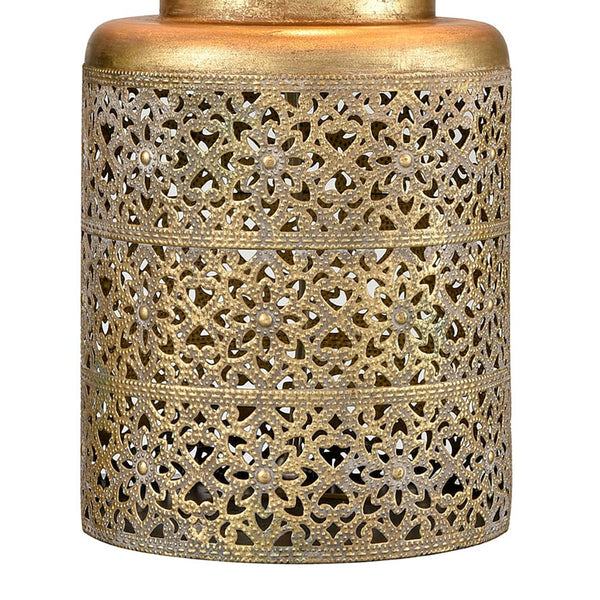 Atlas Giralda 18'' High 1-Light Table Lamp - Antique Gold Design with Elegant Shade for Boho Decor PL11168-GD
