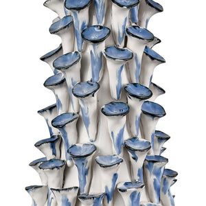 Atlas Habel Coastal 31" High Table Lamp - Elegant White Glaze with Blue Floral Motifs & Linen Shade PL11169-WH