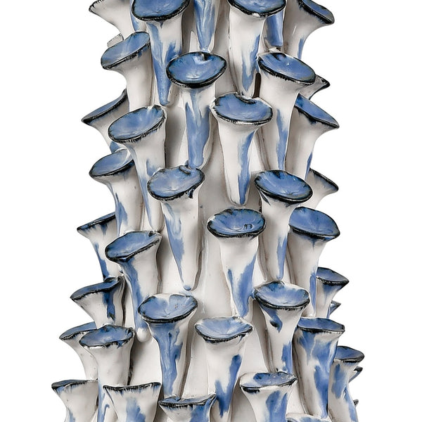 Atlas Habel Coastal 31" High Table Lamp - Elegant White Glaze with Blue Floral Motifs & Linen Shade PL11169-WH