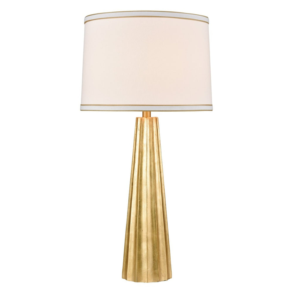 Atlas Hightower 31" High Table Lamp - Sculptural Gold Leaf Finish with Linen Shade for Elegant Lighting PL11173-GD