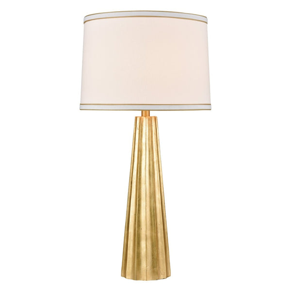 Atlas Hightower 31" High Table Lamp - Sculptural Gold Leaf Finish with Linen Shade for Elegant Lighting PL11173-GD