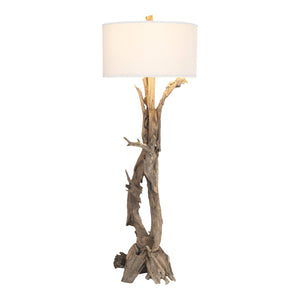 Atlas Hounslow Heath 68'' High Sculptural Floor Lamp - Handcrafted Teak Root with Soft White Shade PL11174-NA