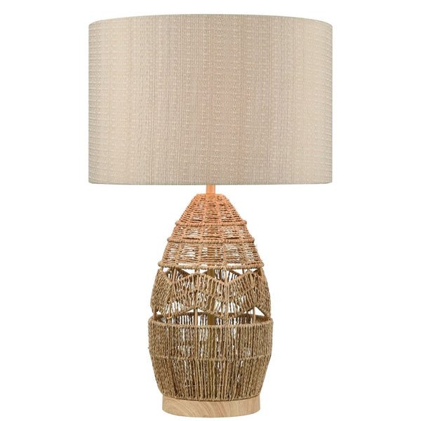 Atlas Husk 25'' High Table Lamp - Handwoven Natural Rope Base & Oatmeal Linen Shade for Coastal Style PL11175-NA