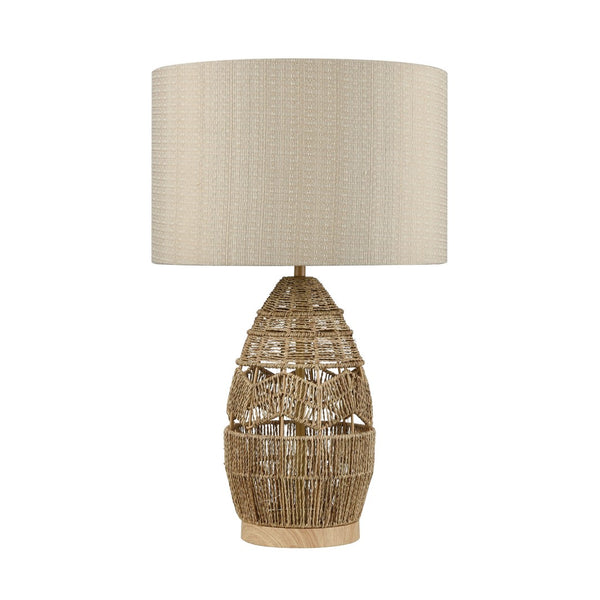 Atlas Husk 25'' High Table Lamp - Handwoven Natural Rope Base & Oatmeal Linen Shade for Coastal Style PL11175-NA