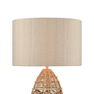Atlas Husk 25'' High Table Lamp - Handwoven Natural Rope Base & Oatmeal Linen Shade for Coastal Style PL11175-NA