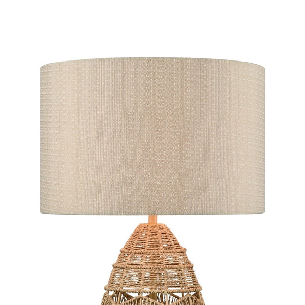 Atlas Husk 25'' High Table Lamp - Handwoven Natural Rope Base & Oatmeal Linen Shade for Coastal Style PL11175-NA
