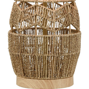 Atlas Husk 25'' High Table Lamp - Handwoven Natural Rope Base & Oatmeal Linen Shade for Coastal Style PL11175-NA