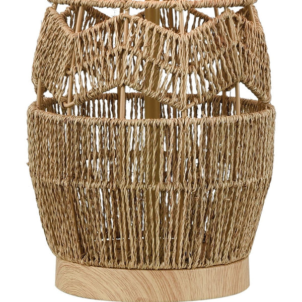 Atlas Husk 25'' High Table Lamp - Handwoven Natural Rope Base & Oatmeal Linen Shade for Coastal Style PL11175-NA