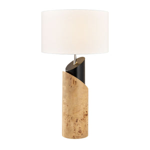 Atlas Kincaid 29.5'' High 1-Light Table Lamp - Modern Natural Burl Design with Elegant White Shade PL11178-NA