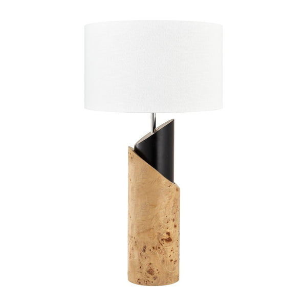 Atlas Kincaid 29.5'' High 1-Light Table Lamp - Modern Natural Burl Design with Elegant White Shade PL11178-NA