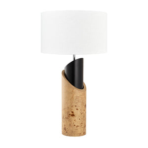 Atlas Kincaid 29.5'' High 1-Light Table Lamp - Modern Natural Burl Design with Elegant White Shade PL11178-NA