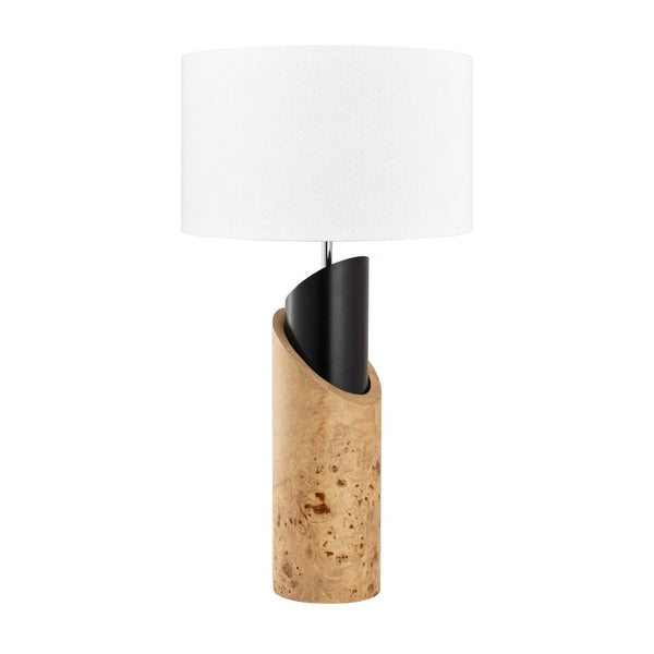 Atlas Kincaid 29.5'' High 1-Light Table Lamp - Modern Natural Burl Design with Elegant White Shade PL11178-NA