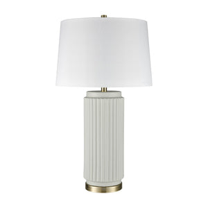 Atlas Knox 30'' High Table Lamps - Elegant Pair with Fluted Earthenware & Soft White Linen Shades Set of 2 Light Green PL11180-GNS